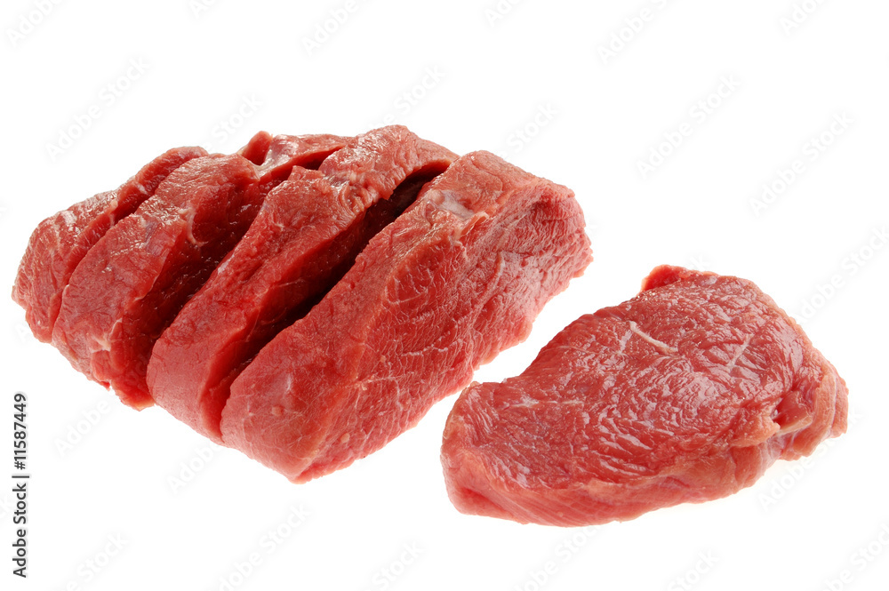 Fresh raw beef isolated on white background Fresh raw beef isolated on white background