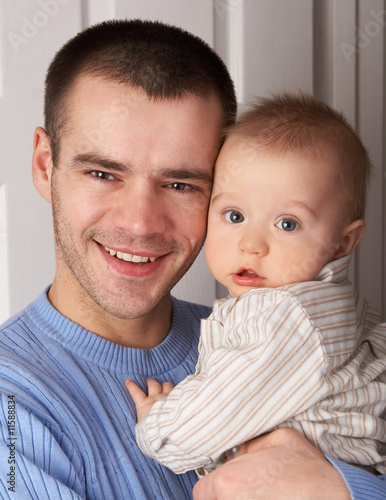 Happy daddy with the little son