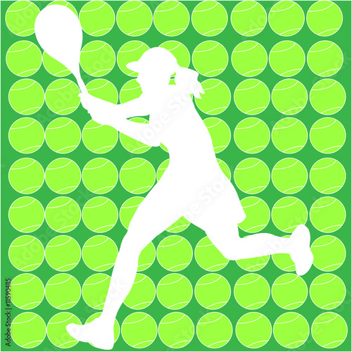 tennis player with halftone background - vector