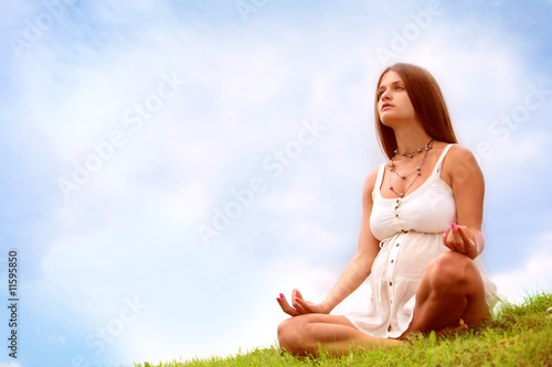 expectant mother is meditating