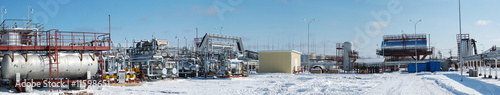 Fuel and gas refinery at winter.