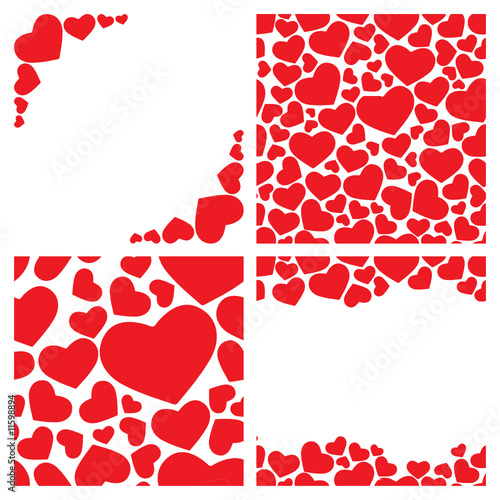 Four seamless heart backgrounds