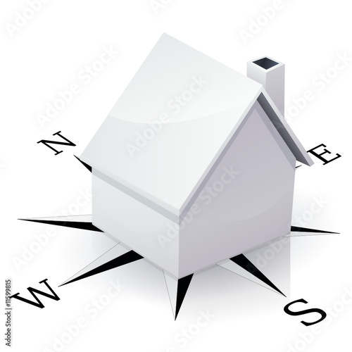 Maison blanche et orientation (reflet)