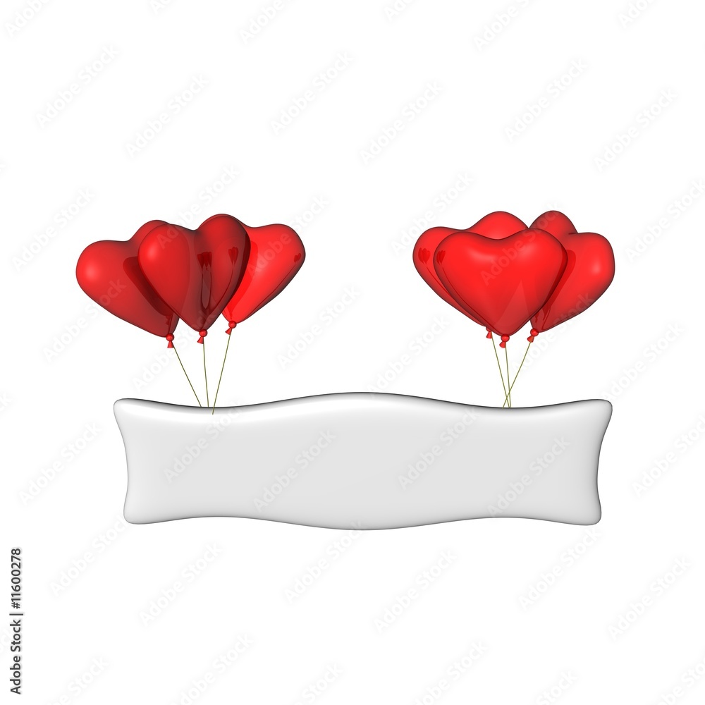 Palloncini a forma di cuore su sfondo bianco Stock Photo | Adobe Stock