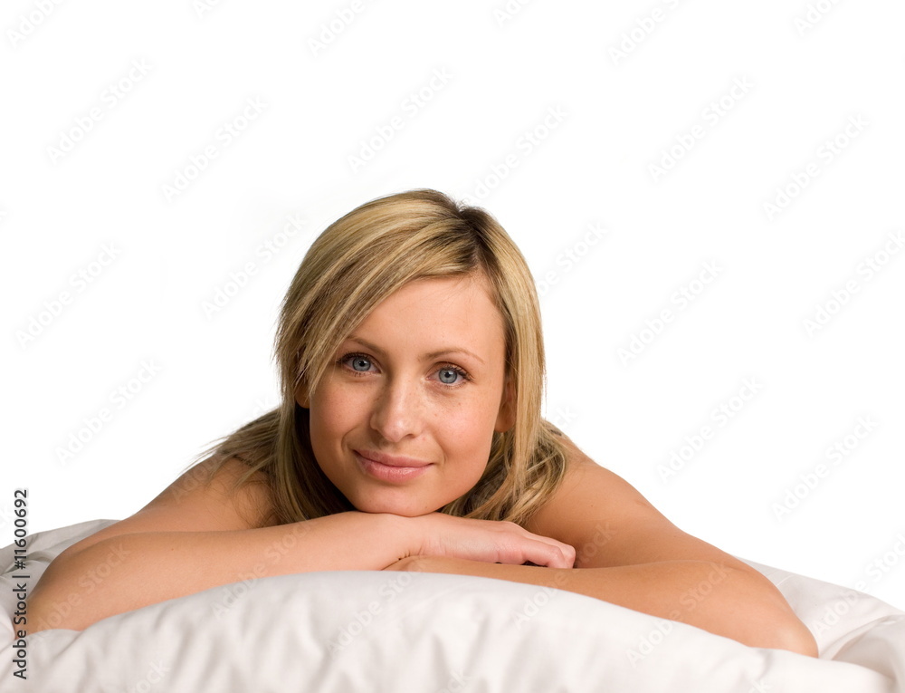 Woman lying on bed Woman lying on bed