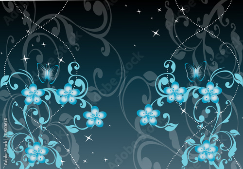 fond floral bleu nuit