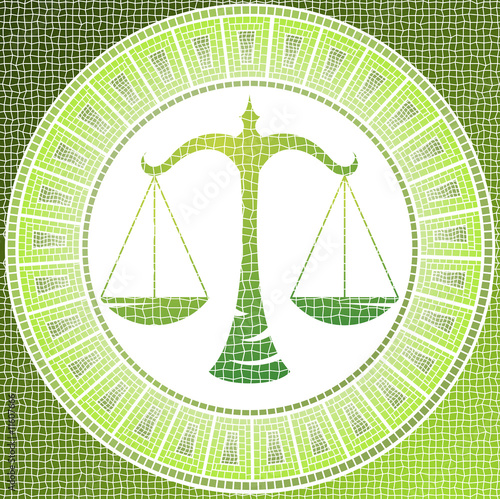 Element air: libra zodiac sign on a mosaic