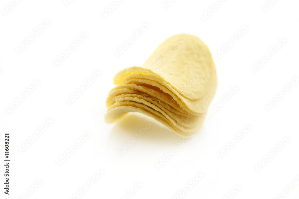 potato chips satacked over white background potato chips satacked over white background