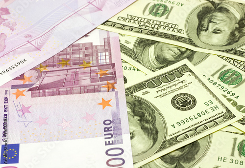 Dollar and euro banknotes