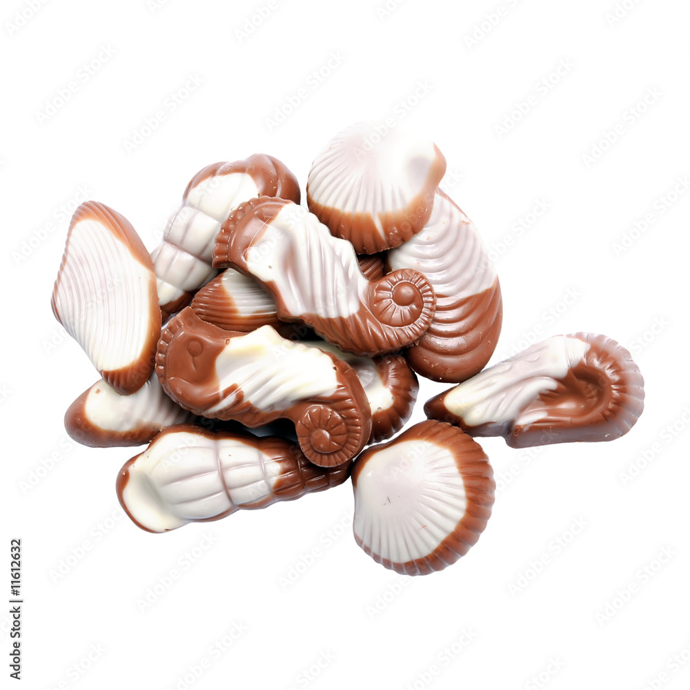 sweet chocolate candies in the form of marine shellfish
