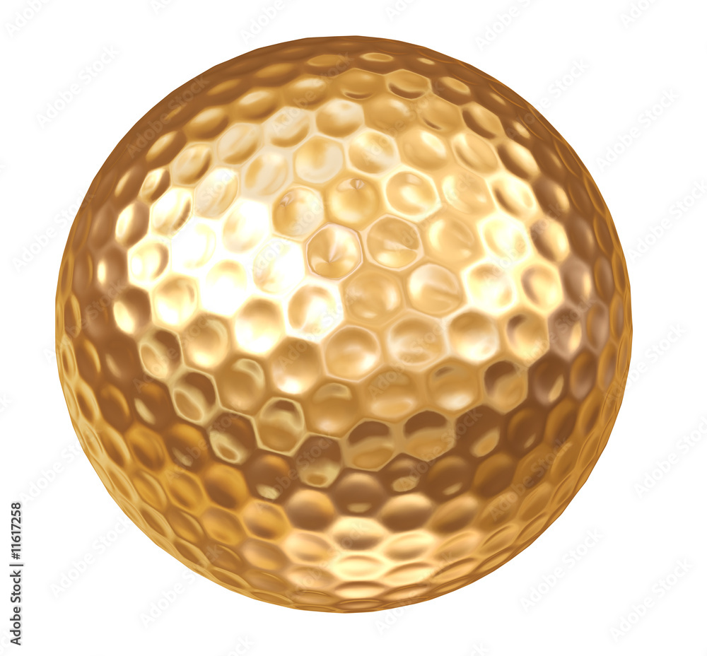 gold Golf Ball on white