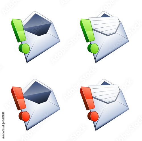 courrier et point d'exclamation
