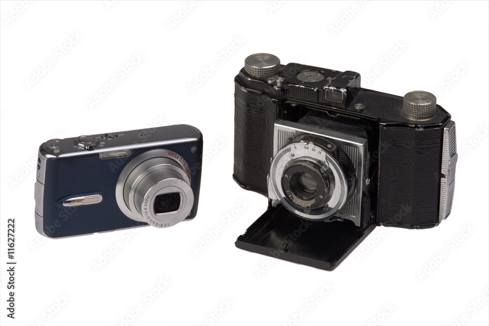 old and new photo camera