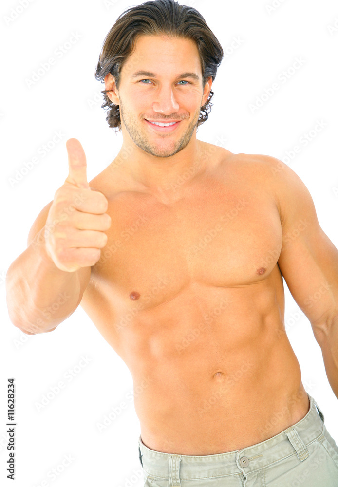 Fototapeta premium Handsome Young Caucasian Giving Ok