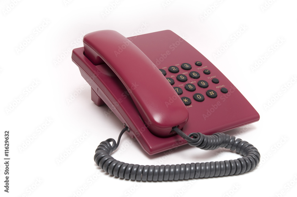 Colorful red phone on white background Colorful red phone on white background