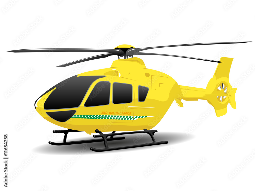 Fototapeta premium Yellow Air Ambulance Illustration