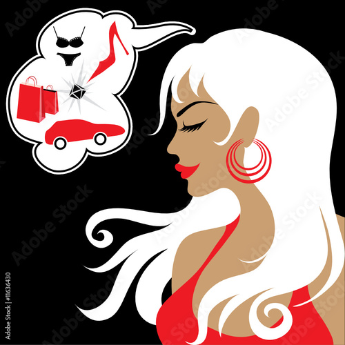 sexy girl (gold-digger) dreaming about rich life