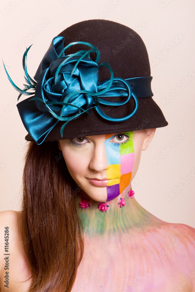 Naklejka premium Woman in makeup and hairstyle