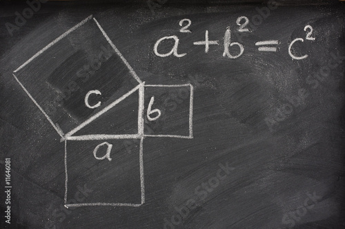 Pythagorean theorem on blackboard photo