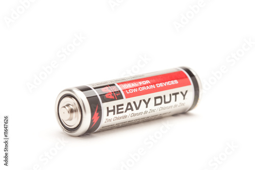 Single Heavy Duty AA Battery on White