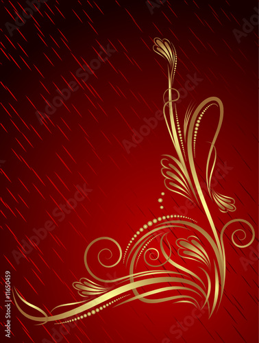 Abstract red background with flower.