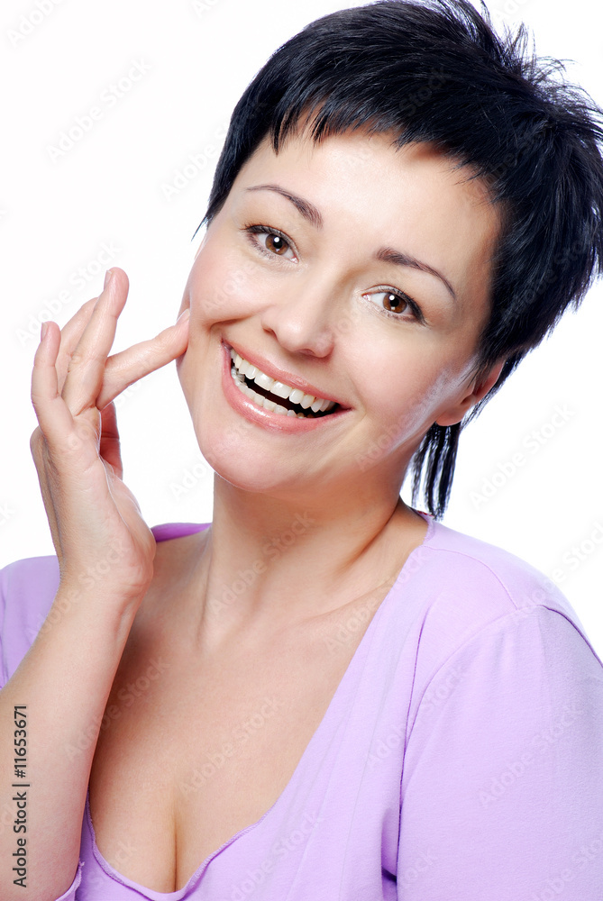 laughing woman with good condition of skin laughing woman with good condition of skin