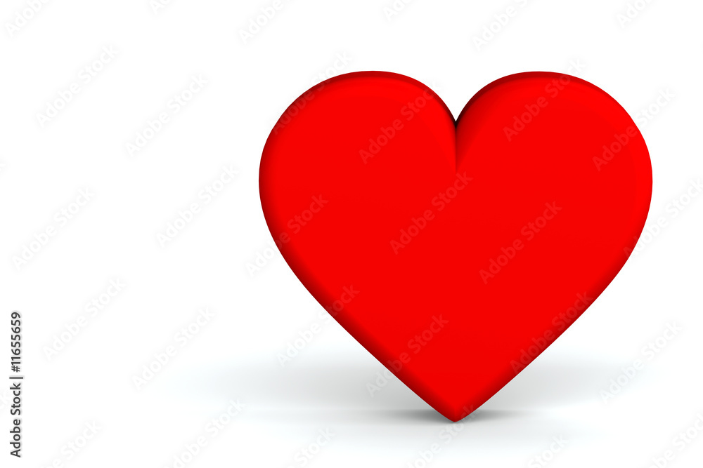 Red Heart on White Background