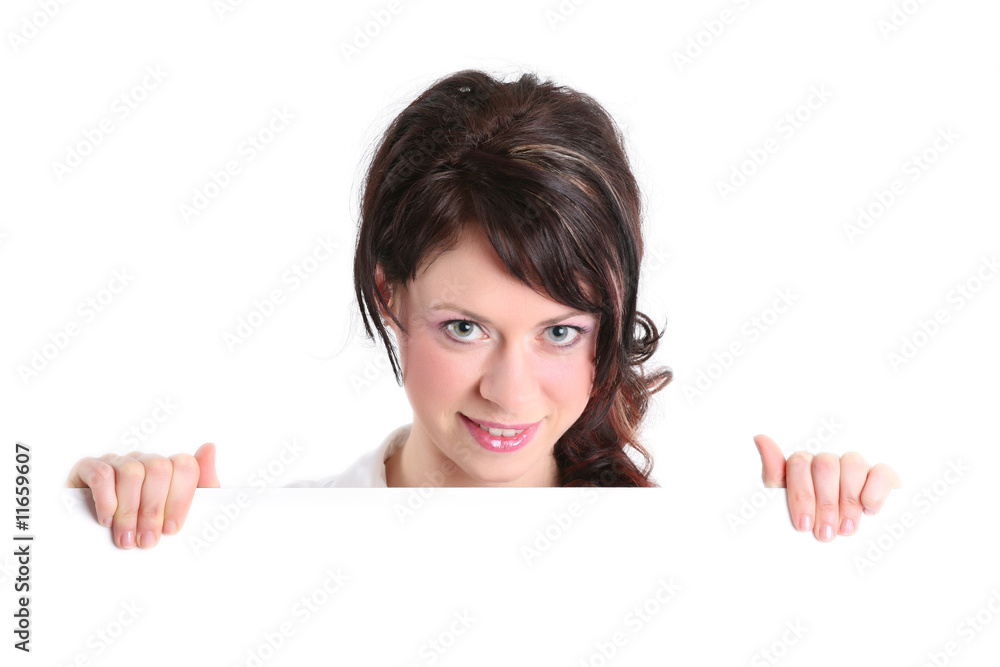 Frau mit leerer Tafel Frau mit leerer Tafel
