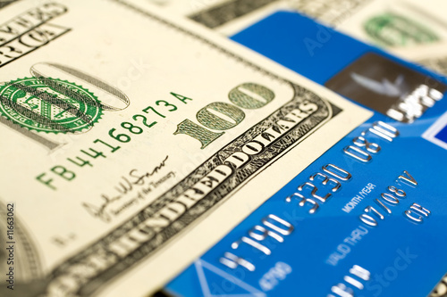 credit card and dollar close-up