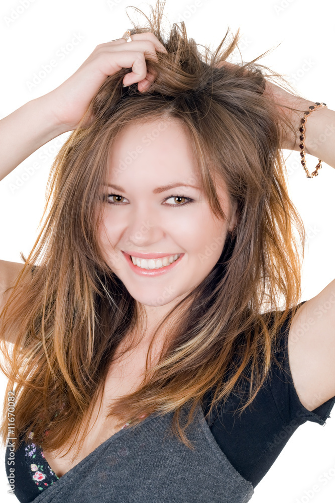Portrait of the smiling young woman. Isolated Portrait of the smiling young woman. Isolated
