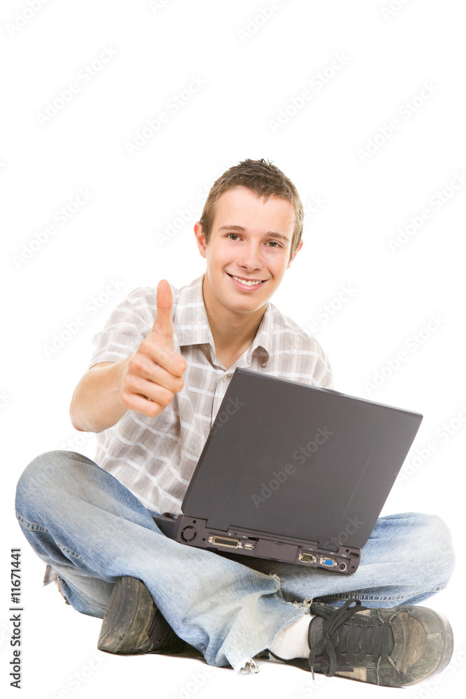 teen with laptop