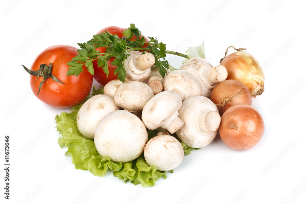 Fresh mushrooms with vegetables Fresh mushrooms with vegetables