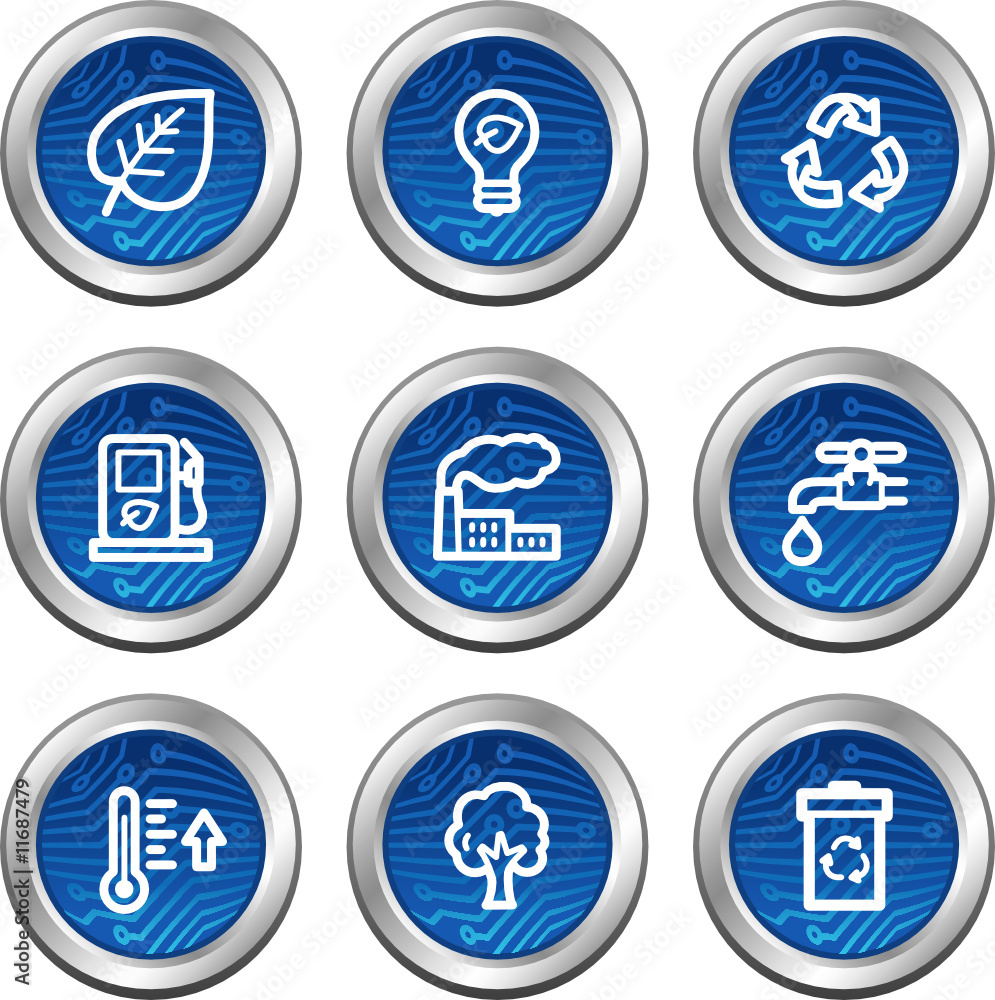 Ecology web icons, blue electronics buttons series Ecology web icons, blue electronics buttons series
