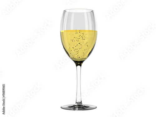 Champagne in glass isolated on white background