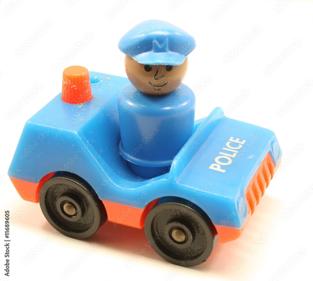 Toy Policeman and Car.