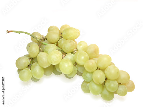 Bunch of grapes on white with clipping path.
