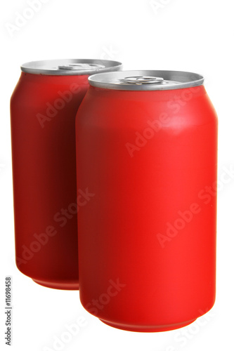 Two red drink cans