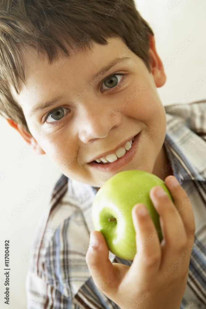 Young Boy Eating Apple Young Boy Eating Apple