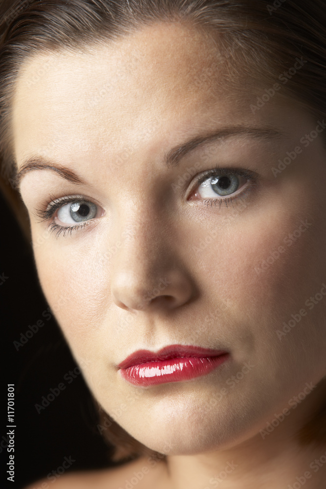 Portrait Of Young Woman With Red Lipstick Portrait Of Young Woman With Red Lipstick