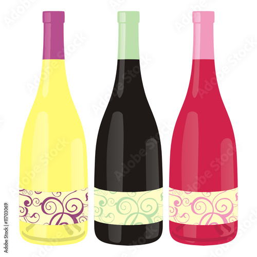 three wine bottles