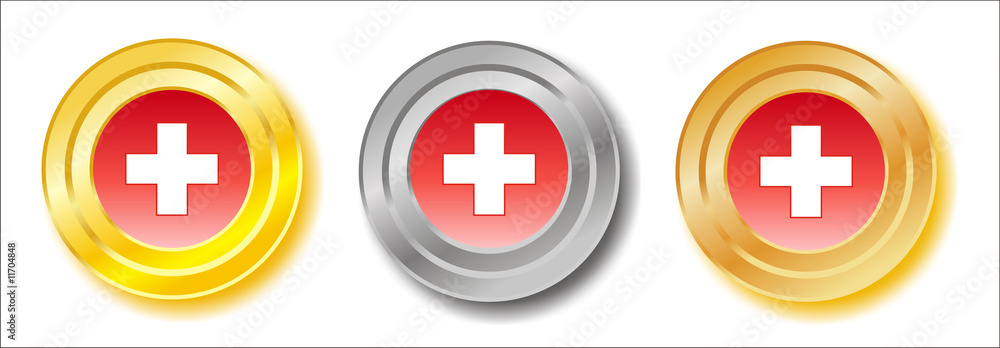 Switzerland golden, silver and bronze buttons Switzerland golden, silver and bronze buttons