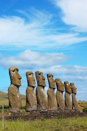 Moai at Ahu Akivi (Easter Island, Chile) photo