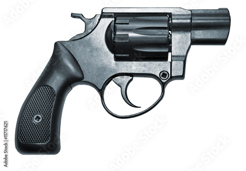 Foto isolated modern black firearm revolver pistole gun