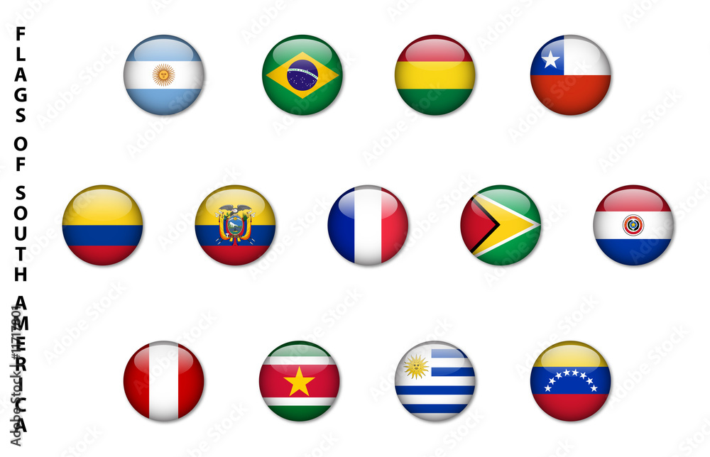 Flags of South America (buttons) Flags of South America (buttons)