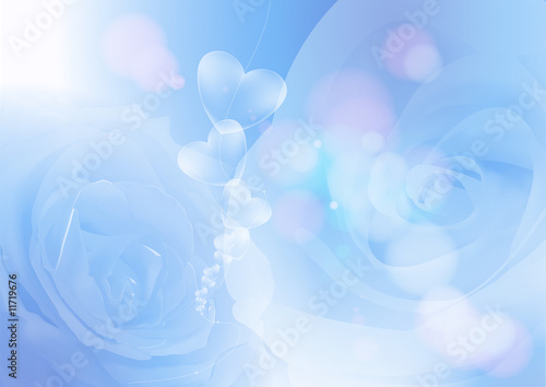 薔薇とハート　ブルー