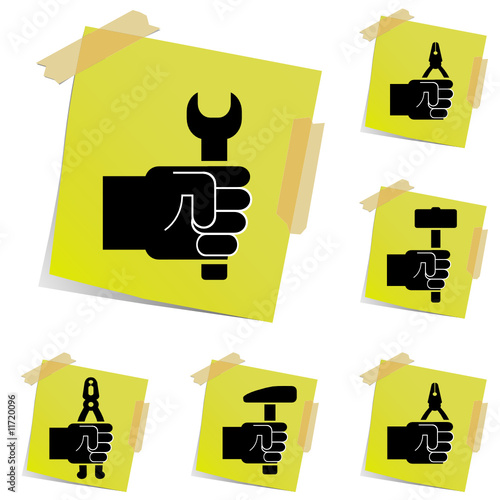 holding tool on note paper vector