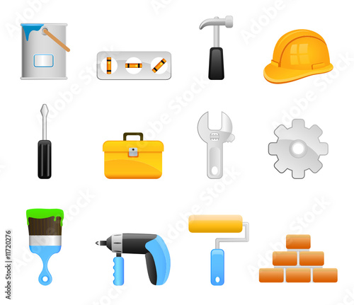 construction tools icon set vector