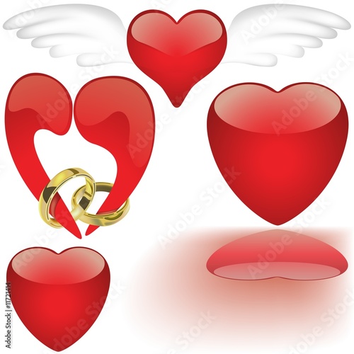 Glass Hearts 4 - hearts set...