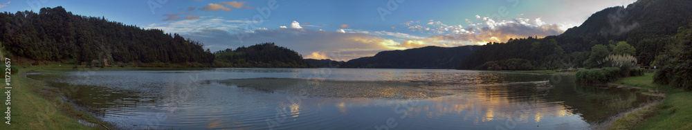 Azores, Furnas Lagoon at water level close to sunset
