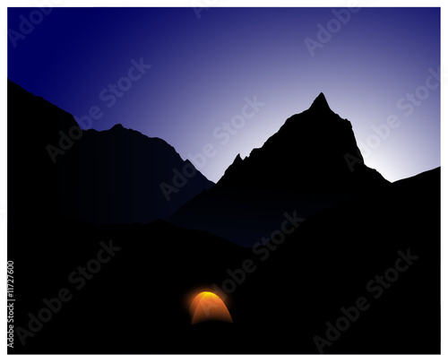 Camp mit der Kullisse des Mount Everest